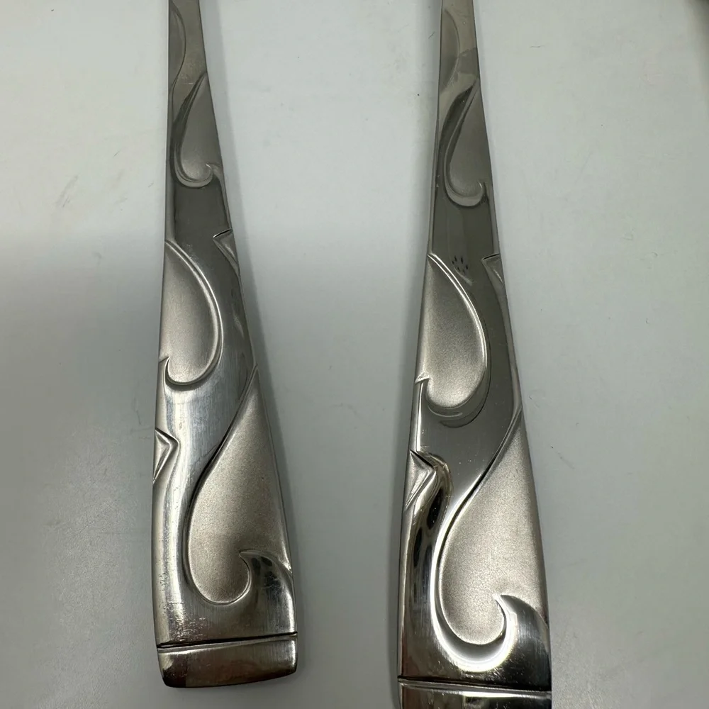 Oneida Stainless Tuscany Pattern Set of 3 Pieces Large Serving Spoons & Fork